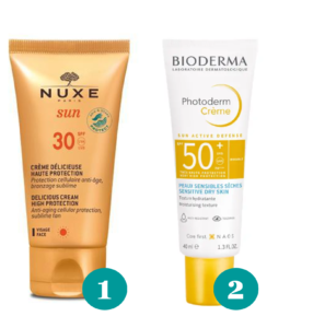 Protetor solar Nuxe e Bioderma