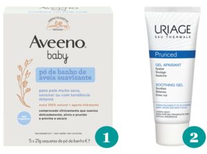 Produto Aveeno e Uriage para a varicela